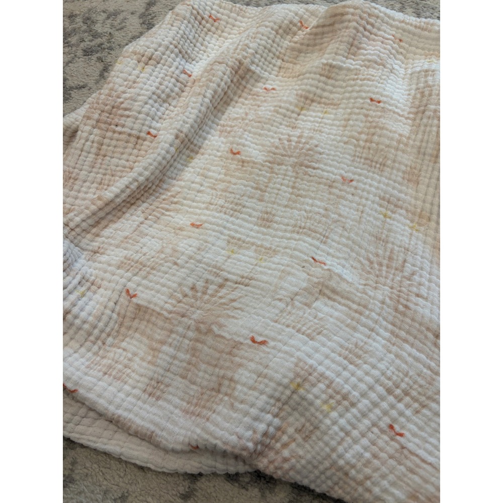 Serena & Lily Cotton Gauze Fitted Crib Sheet Cream Tan Elephant Print Muslin